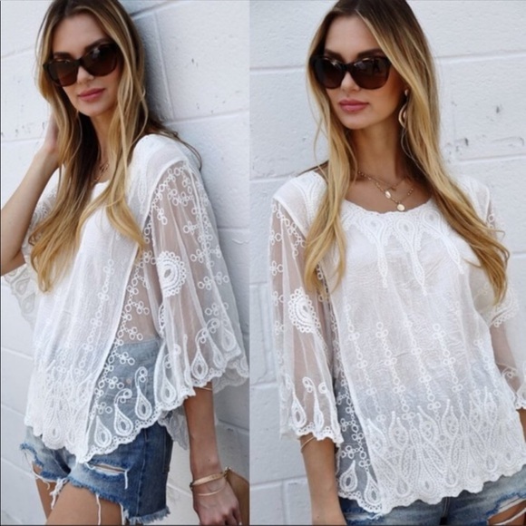 💃🏻Grace Boho Embroidery Poncho Top - Picture 5 of 8